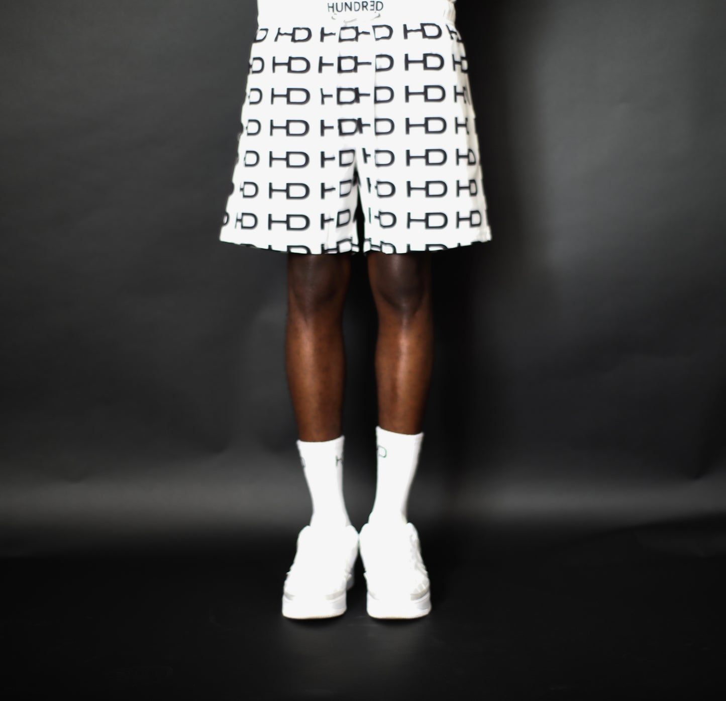 Hundrǝd White Monogram Shorts