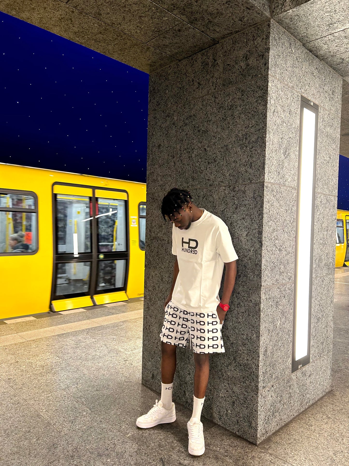 Hundrǝd White Monogram Shorts