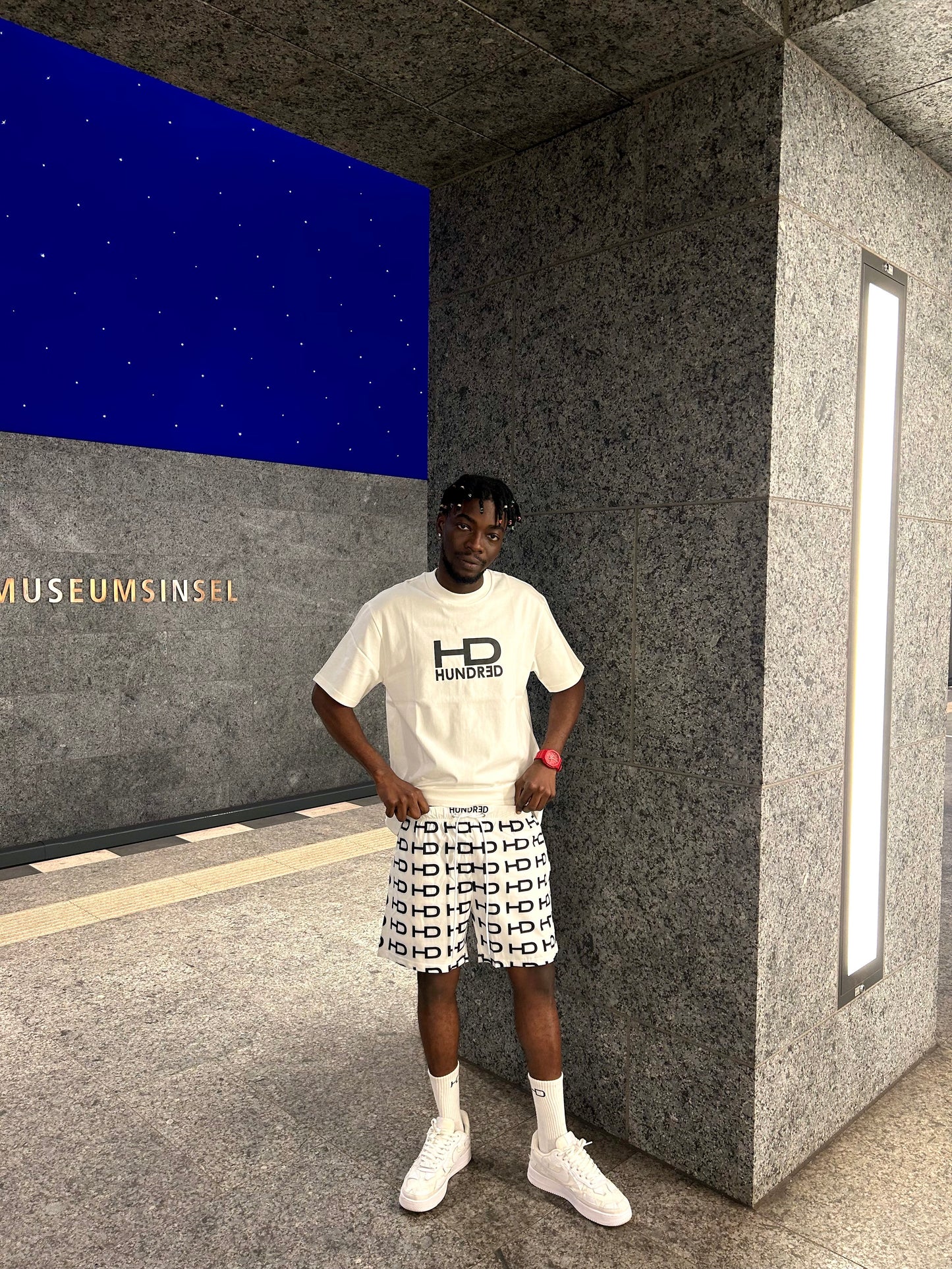 Hundrǝd White Monogram Shorts