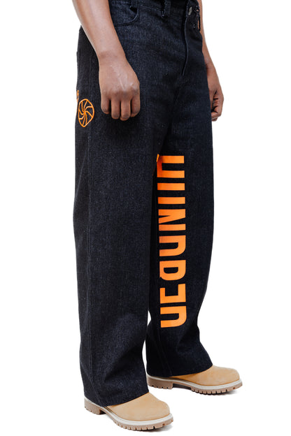 Bold Line Baggy Flare Denim Jeans