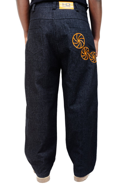 Bold Line Baggy Flare Denim Jeans