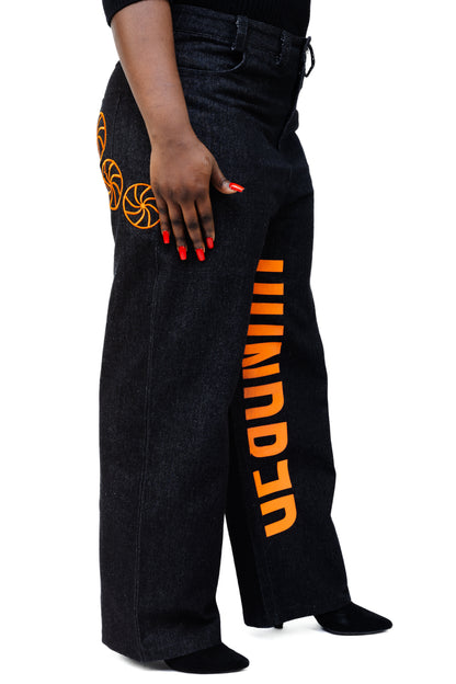 Bold Line Baggy Flare Denim Jeans