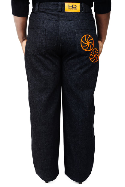 Bold Line Baggy Flare Denim Jeans