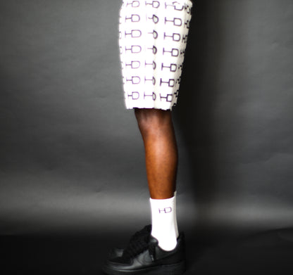 Hundrǝd White Monogram Shorts