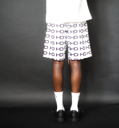 Hundrǝd White Monogram Shorts