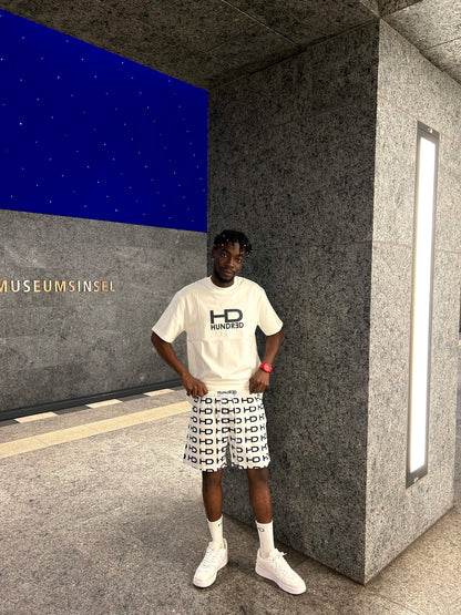 Hundrǝd White Monogram Shorts